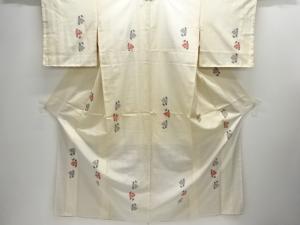 椿模様織り出し手織り紬着物